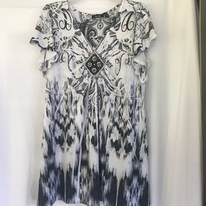 Apt. 9 Embellished Top, Black/White, NWOT, Size 0X